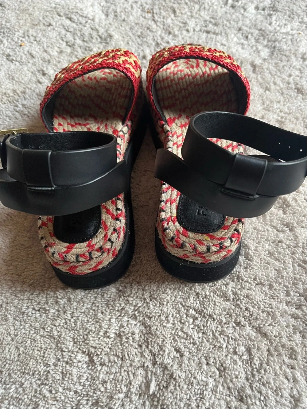FARM Rio Coral & Cream Woven Platform Sandals